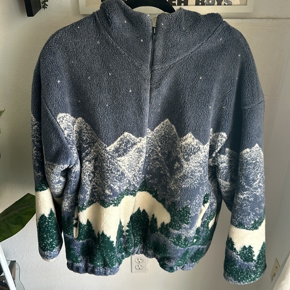 AOP vintage Vintage Country Woods Landscape Fleece Jacket Hooded Full Zip - Picture 2 of 8